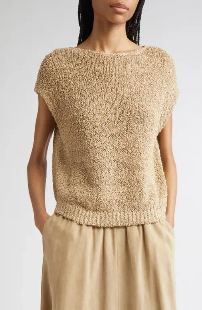 Lafayette 148 Plus Size Cotton Silk Open Knit Pullover Tank In Plaster