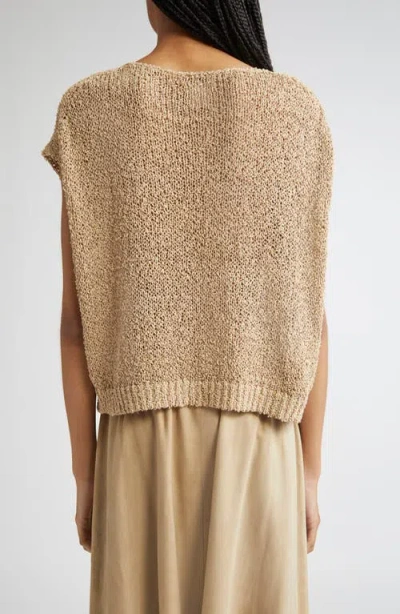 Lafayette 148 Plus Size Cotton Silk Open Knit Pullover Tank In Plaster