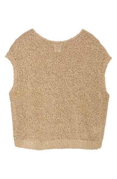 Lafayette 148 Plus Size Cotton Silk Open Knit Pullover Tank In Plaster