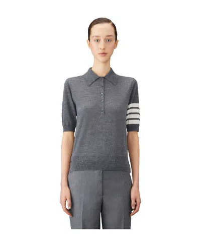 Thom Browne 4-bar Button Detailed Short-sleeved Polo Shirt