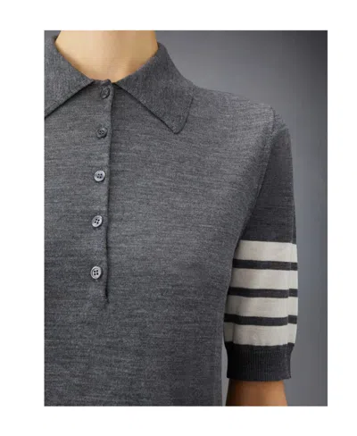 Thom Browne 4-bar Button Detailed Short-sleeved Polo Shirt