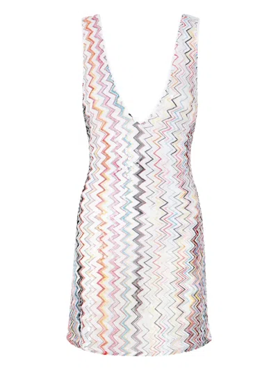 Missoni Knit Cover-up Mini Dress In White