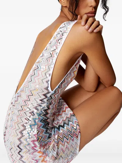 Missoni Knit Cover-up Mini Dress In White