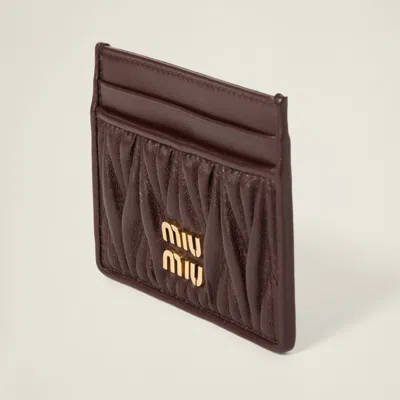 Miu Miu Bordeaux Lamb Leather Cardholder In Burgundy