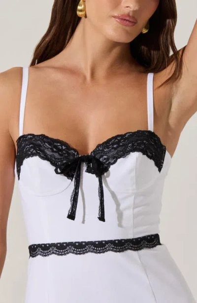 Astr The Label Lace Contrast Bustier Dress In White