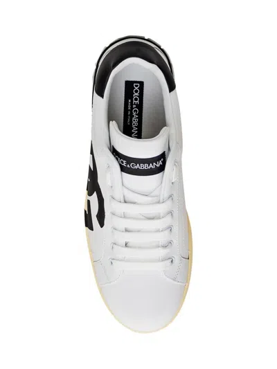 Dolce & Gabbana Calfskin Nappa Portofino Sneakers With Dg Logo Print