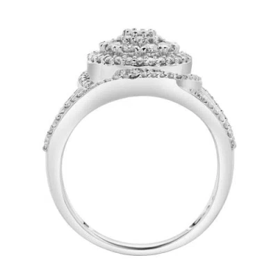 Luvmyjewelry Imperium 14k Gold Round Diamond Studded Double Halo Ring