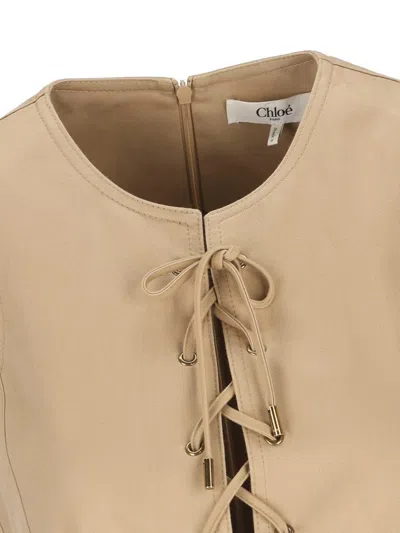 Chloé Satin Cotton Dress With Button And Slit