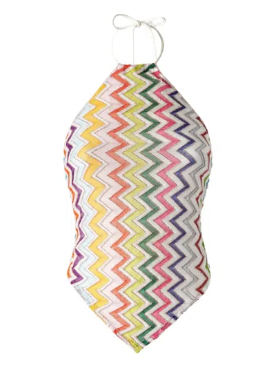 Missoni Zigzag Knitted Open-back Halterneck Top In Multi