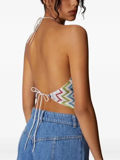 Missoni Zigzag Knitted Open-back Halterneck Top In Multi