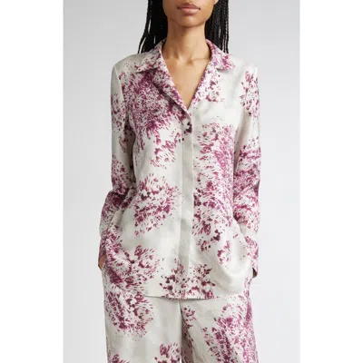 Lafayette 148 New York Scottie Spotted Glaze Print Silk Twill Button-up Shirt