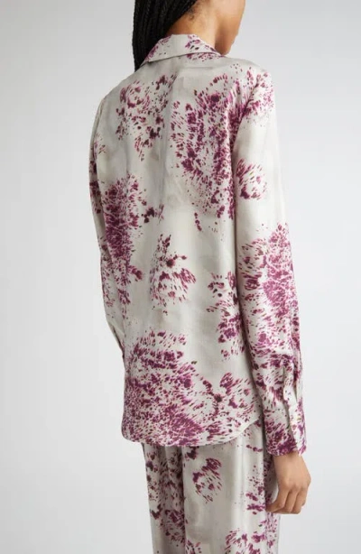 Lafayette 148 New York Scottie Spotted Glaze Print Silk Twill Button-up Shirt