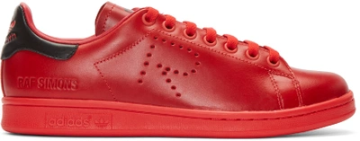 Raf Simons Red Adidas Edition Stan Smith Sneakers In Tomato & Black