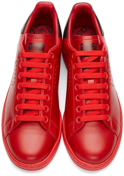 Shop Raf Simons Red Adidas Edition Stan Smith Sneakers