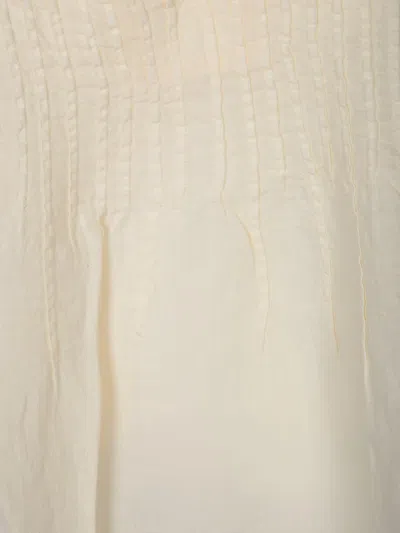 120% Lino Embroidered Ecru Linen Blouse
