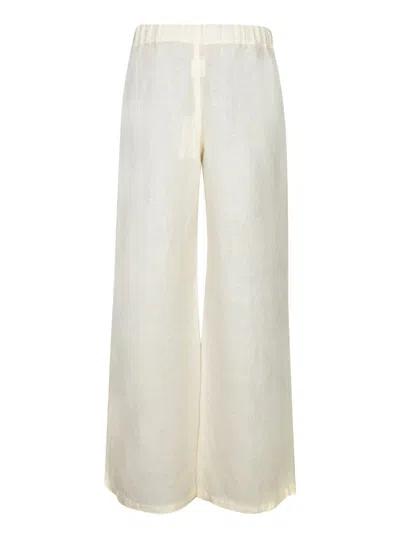 120% Lino Ecru Linen Trousers In Neutral