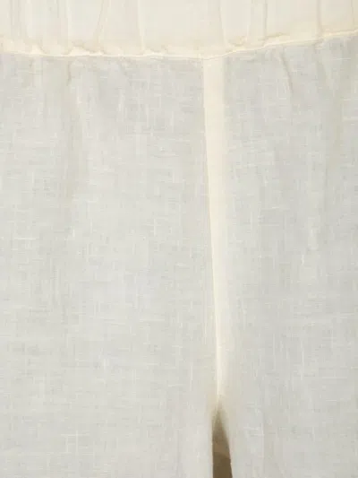 120% Lino Ecru Linen Trousers In Neutral