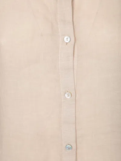 120% Lino Oversized Linen Shirt In Sand
