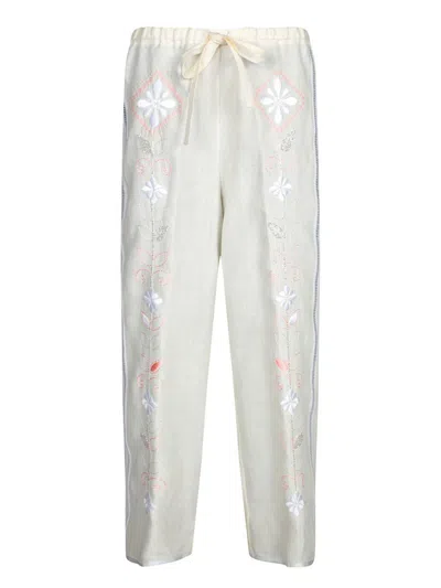 Forte Forte Oniric Blossom White Linen Trousers