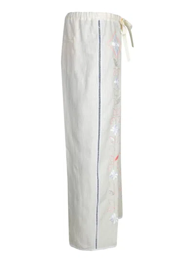 Forte Forte Oniric Blossom White Linen Trousers
