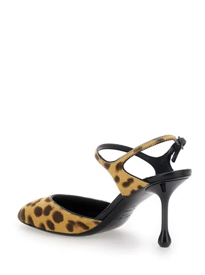 Jimmy Choo 'pixie' Brown Pumps With High Sculpted Heel And All-over Leopard Print