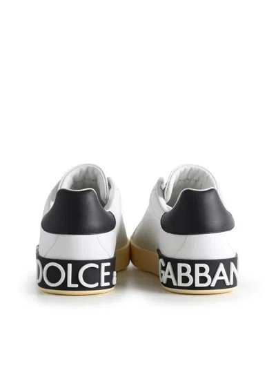 Dolce & Gabbana Calfskin Nappa Portofino Sneakers With Dg Logo Print