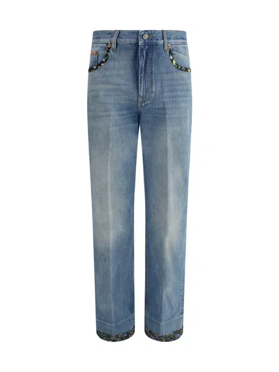 Valentino Straight-fit Denim Pants With Colorful Embellishments