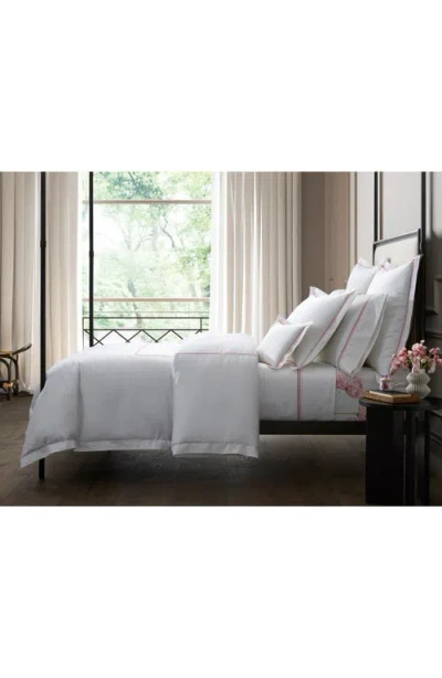 Matouk Amara Triple Pearl Embroidered 300 Thread Count Flat Sheet In Blue