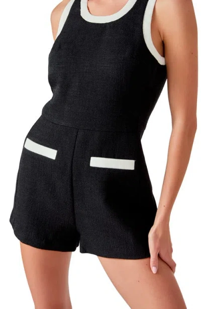 Endless Rose Contrast Romper In Black