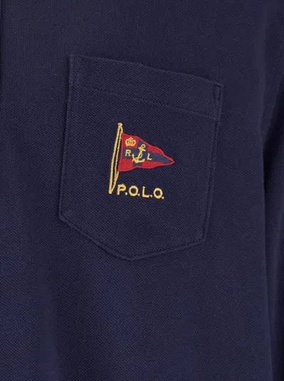 Polo Ralph Lauren Blue Polo With Classic Collar And Embroidered Logo On The Front In Blue