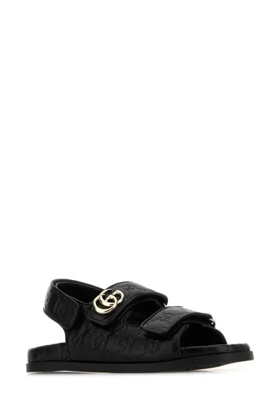 Gucci Nappa Leather Open Toe Flat Sole Sandals