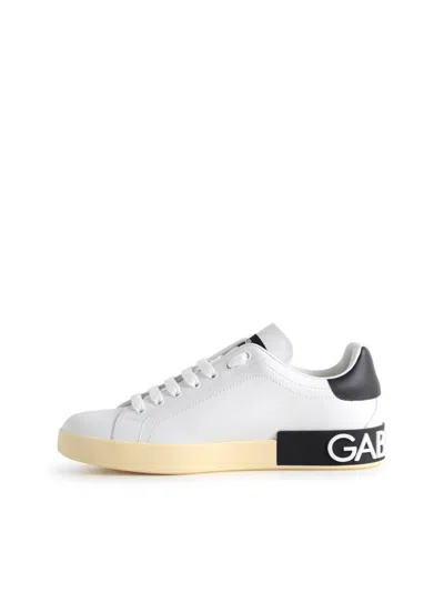 Dolce & Gabbana Calfskin Nappa Portofino Sneakers With Dg Logo Print