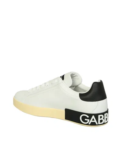 Dolce & Gabbana Calfskin Nappa Portofino Sneakers With Dg Logo Print
