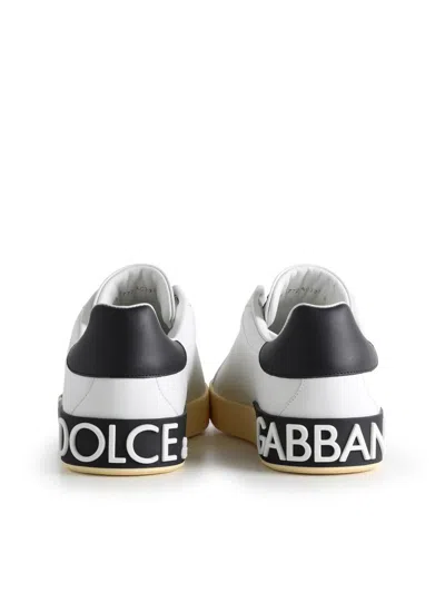 Dolce & Gabbana Calfskin Nappa Portofino Sneakers With Dg Logo Print