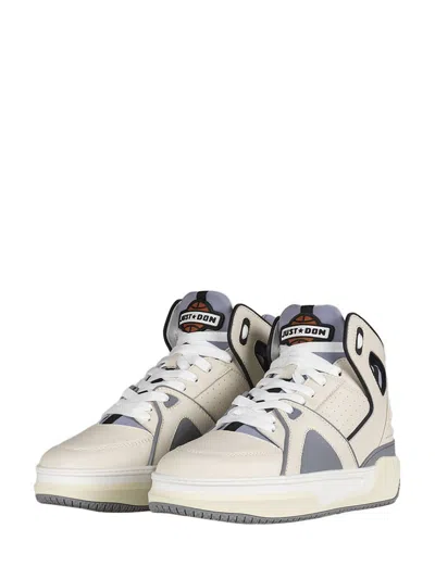 Just Don Pebble Leather High-top Sneakers With Perforated Toe