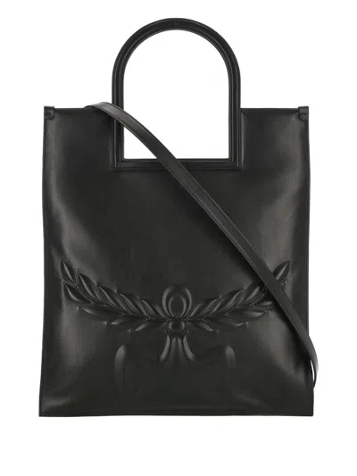 Mcm Nappa Leather Shopping Bag With Laurel Motif