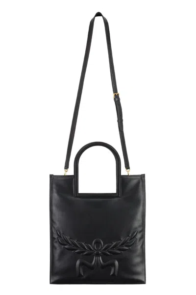 Mcm Nappa Leather Shopping Bag With Laurel Motif