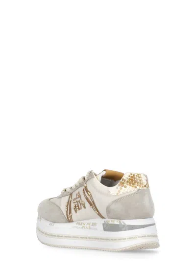 Premiata Sneakers Beige In Burgundy