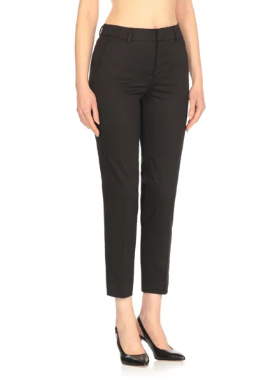Pt Torino Tailored Black Cotton Pants With Front Fastening And Pocket Detail