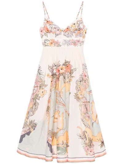 Shop Zimmermann Tallow Linen Midi Dress