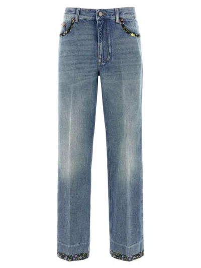 Valentino Straight-fit Denim Pants With Colorful Embellishments