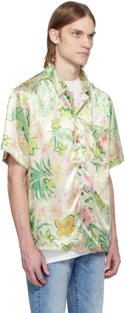 Cout De La Liberte Green & Off-white Bowling Shirt In Multi