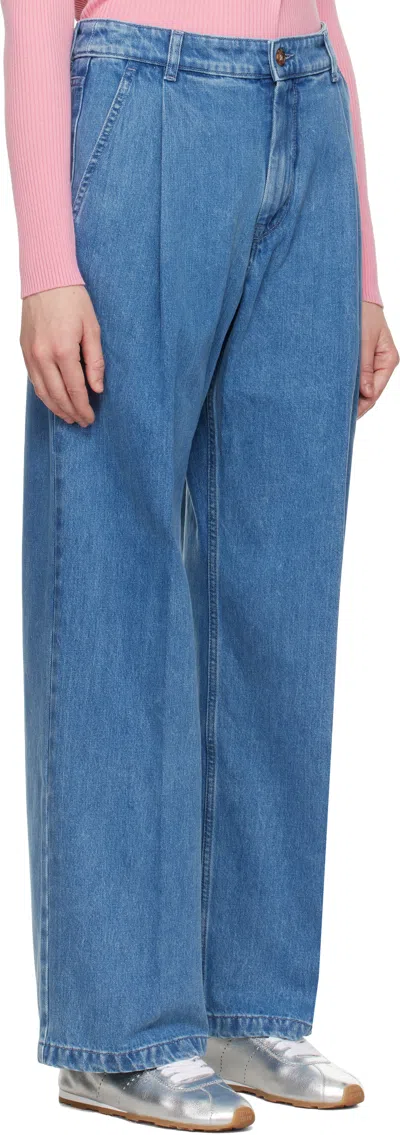 Maison Kitsuné Pleated Denim Jeans In Blue