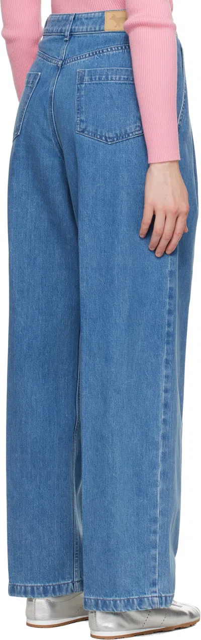 Maison Kitsuné Pleated Denim Jeans In Blue