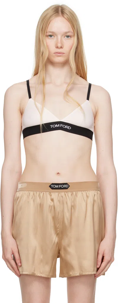 Tom Ford Beige Stretch Silk Satin Boxer Shorts In Neutral