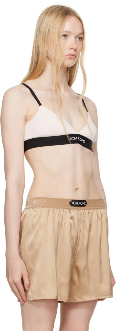 Tom Ford Beige Stretch Silk Satin Boxer Shorts In Neutral