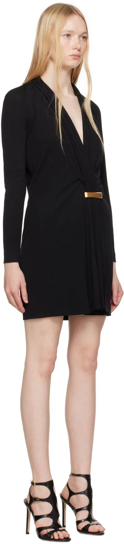 Tom Ford Black V-neck Long Sleeve Cocktail Minidress