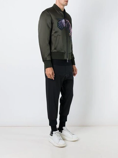 Shop Neil Barrett Eagle Print Bomber Jacket In Green