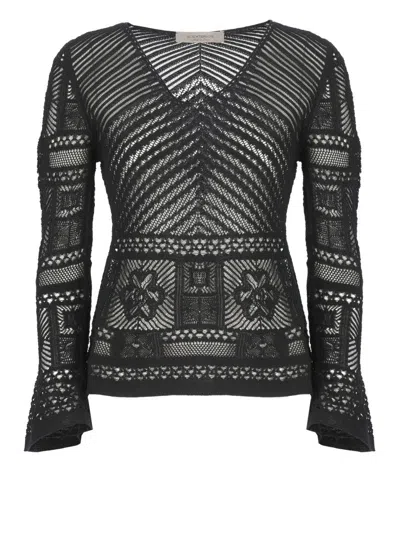 D Exterior D.exterior Lace Knit Sweater In Black