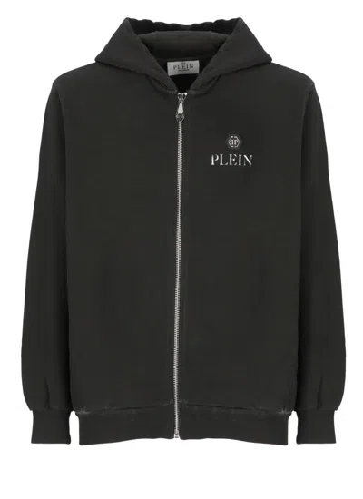 Philipp Plein Black Hoodie With Logo Print
